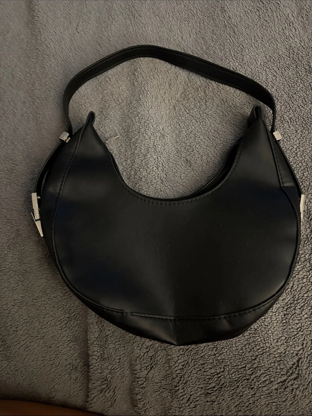 Black Crescent Shoulder Bag - Classic Women's Handbag
